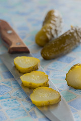 whole and pickled cucumber.  a traditional addition in Eastern European cuisine