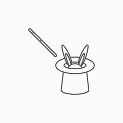magic hat icon, magic wand vector