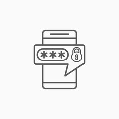 mobile security icon, password vector