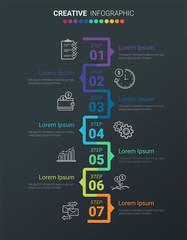 Presentation business concept with 7steps for week, Timeline business for 7 day, Can be used for workflow layout, diagram, business step options, banner, web design. Vector eps 10.