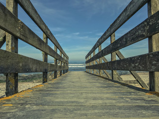 Wooden bridge to the beach in Esposende, Portugal.