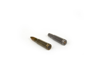 Samle of submachine cartridge gun and rifle ammunition
