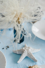 pearl necklace on a blue background