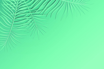 background with tropical palm leaves green