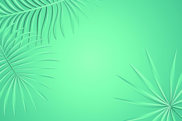 background with tropical palm leaves green