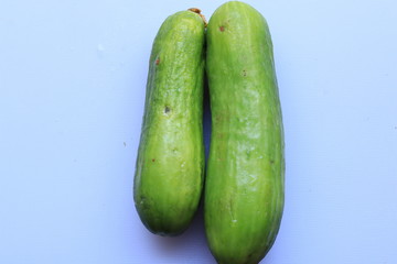 Green Fresh Cucumber isolated on white background