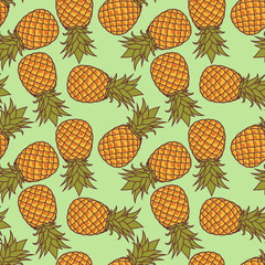 Pineapple seamless pattern. Flat style vector illustration.