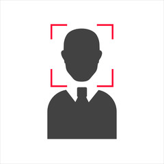 Vector icon identification of the person on white isolated background.