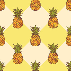 Pineapple seamless pattern. Flat style vector illustration.