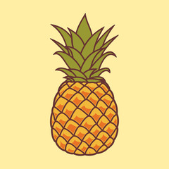 Pineapple Tropical Fruit isolated. Flat style vector illustration.