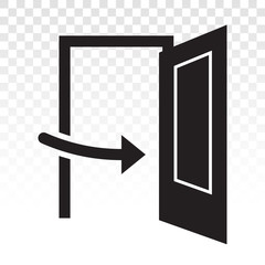 Open door / main entrance with arrow sign flat icon on a transparent background