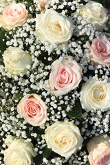 Bridal flowers, roses and gypsophila