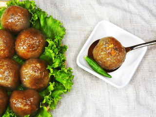 sago ball Thai dessert and traditional food bun snack 