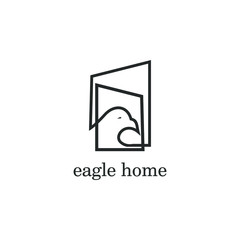 Eagle and door in construction logo.