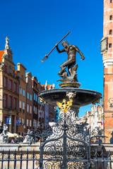 Gdansk, Poland, old town, statue of Neptune fountain, symbol of city Gdansk