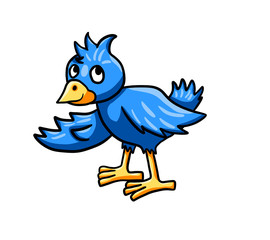 A Cute Stylized Waving Bluebird