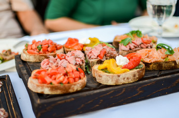 Buffet reception, sandwiches, a snack on a holiday
