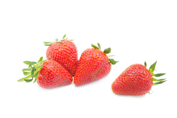 Ripe fresh organic strawberries isolated on white background.