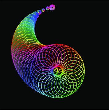 Sacred Geometry - Torus Rainbow vortex, Vector Illustration