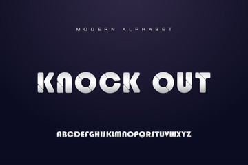Elegant silver alphabet font with broken style