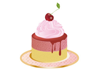 kleines Kirsch Törtchen mit rosa Frosting