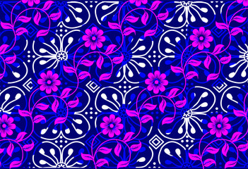 Indonesian batik motifs with very distinctive plant patterns,Vector
