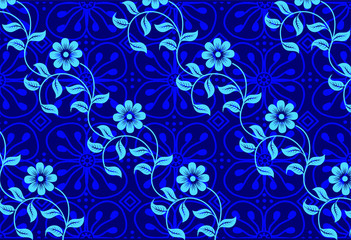 Indonesian batik motifs with very distinctive plant patterns,Vector