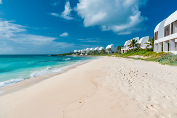 luxury and palm trees on the white sand tropical island of Anguilla