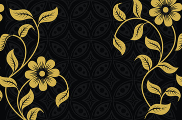 Indonesian batik motifs with very distinctive plant patterns,Vector