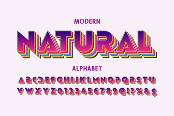 alphabet font, shadow effect, classic lettering, red style, gray background