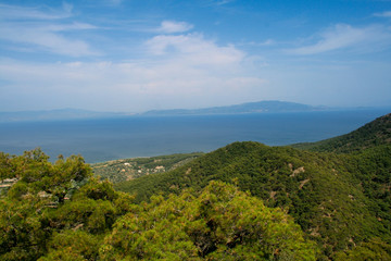 Fototapeta na wymiar View from the east of the island of Lesbos on the Turkish coast