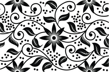 Indonesian batik motifs with very distinctive plant patterns,Vector