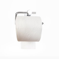 Unrolled toilet paper roll on holder