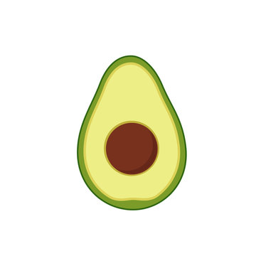 Avocado in cut with pit flat design