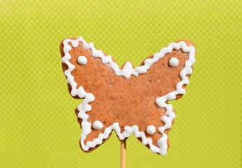 Gingerbread butterfly on bamboo skewer