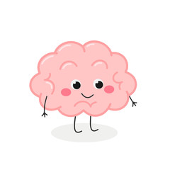 Obraz premium Cute funny cartoon brain character vector illustration