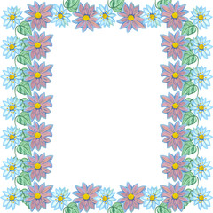 outline frame flower blue lilac daisies