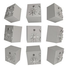 The metal safe isolated on a white background. Security storage. Keeping money. 3d rendering