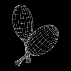 Pair of maracas. Connection structure. Vector low poly wireframe mesh illustration