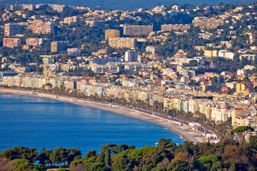 Fototapeta premium City of Nice Promenade des Anglais waterfront aerial view, French riviera