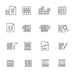 Line Database and Table Formatting Icons - Vector Icon Set