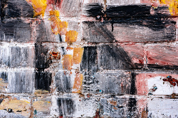 Texture, brick, wall, it can be used as a background. Brick texture with scratches and cracks