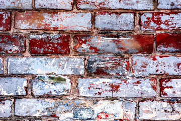 Texture of a brick wall with cracks and scratches which can be used as a background