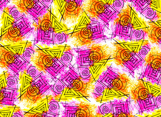 bright background pink with yellow with black lines