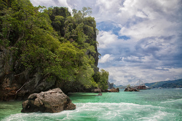 Krajobraz morski. Egzotyczny ocean i tropikalna przyroda, urlop w Tajlandii
