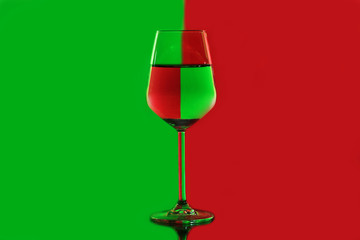 wine glass filled with water showing distortion