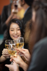 Business people drink wine At a party celebrating business success