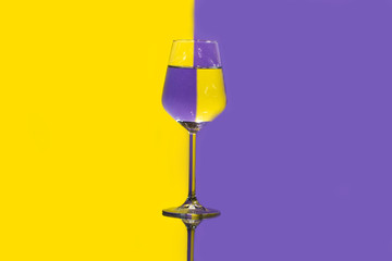wine glass filled with water showing distortion