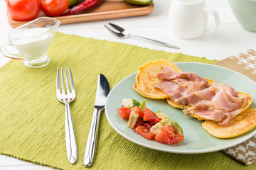 Polenta fritters with guacamole
