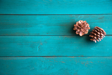 Fototapeta premium christmas decoration on wooden background